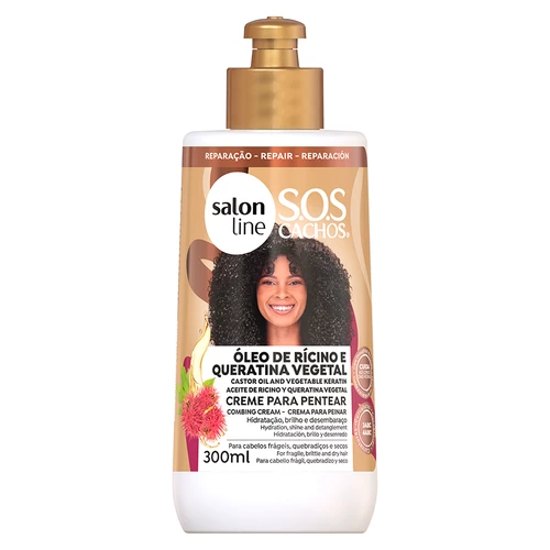 SOS Curls Leave-in Creme mit Rizinusöl und pflanzlicher Keratin - Salon Line 300ml