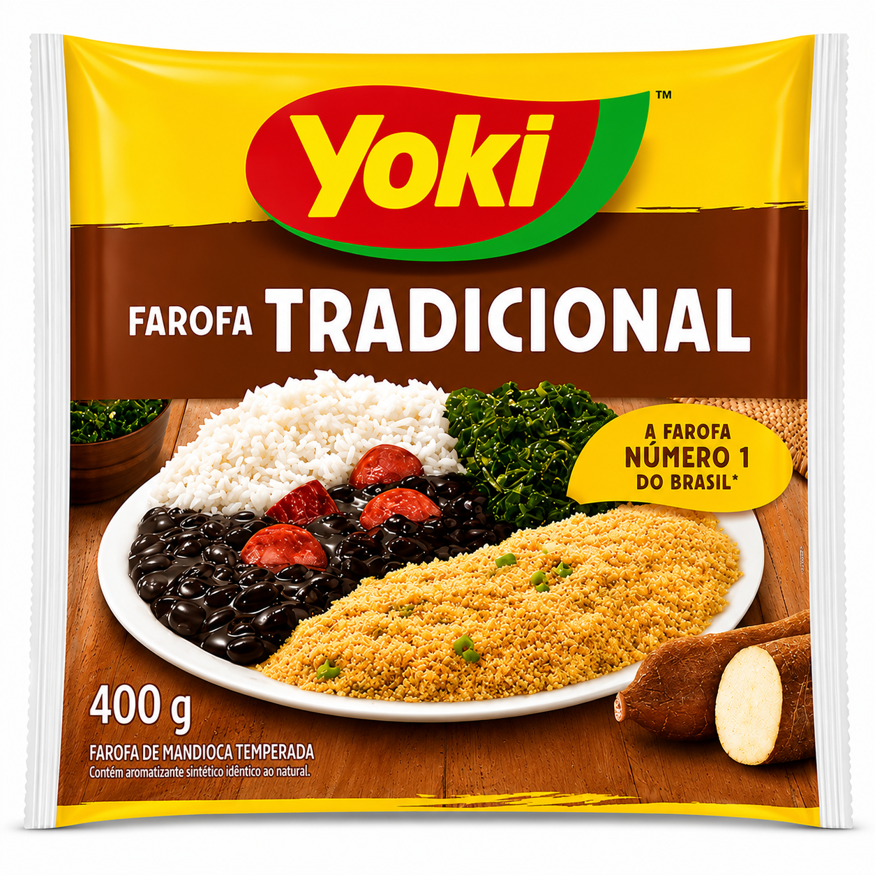 Farofa-yoki.png Farofa de Mandioca traditional Yoki - 400g – Bild 1