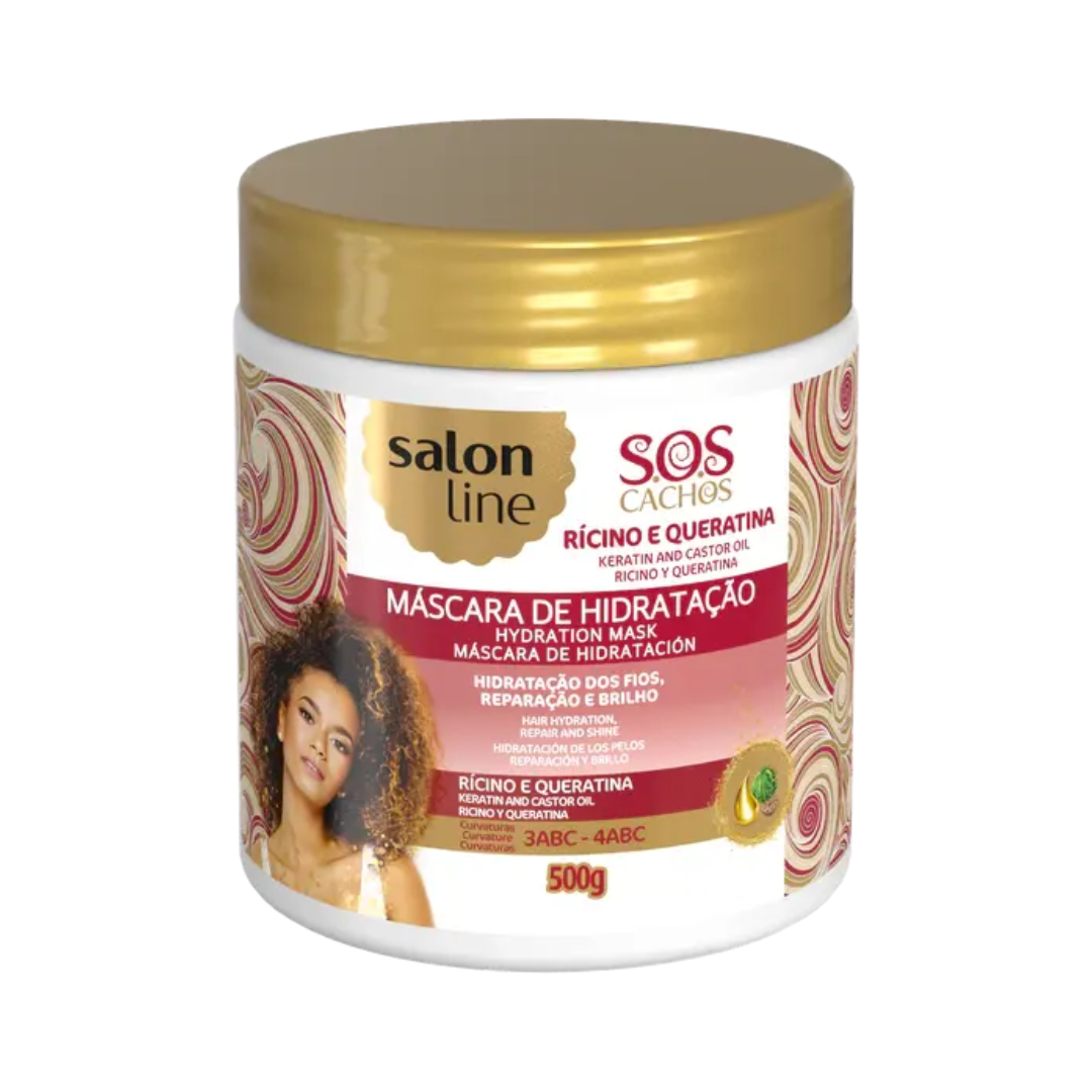 mascara-de-hidratacao-sos-cachos-salon-line-500g.png Keratin- und Rizinus-Hydratationsmaske für Locken - Salon Line 500g – Bild 1